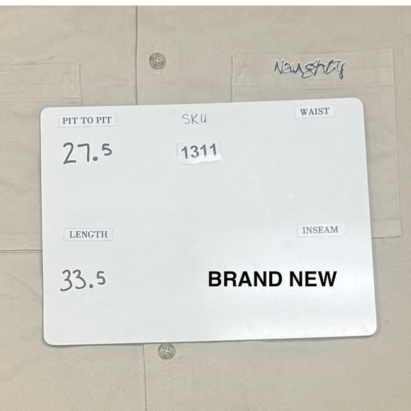 Vintage Naughty Gear Men's‎ Tan Short Sleeve Button Up Work Shirt 2XL - Picture 7 of 7